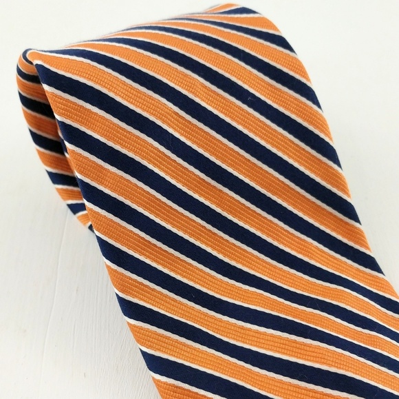 Nautica | Orange Navy Regal Sail Style Preppy Tie - Picture 2 of 7